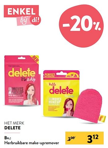Promoties Herbruikbare make-upremover - Delete - Geldig van 03/11/2021 tot 30/11/2021 bij DI