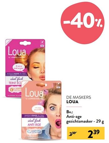 Promoties Anti-age gezichtsmasker - Loua - Geldig van 03/11/2021 tot 30/11/2021 bij DI