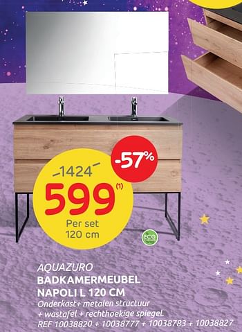 Promoties Aquazuro badkamermeubel napoli l 120 cm - Aquazuro - Geldig van 10/11/2021 tot 15/11/2021 bij Brico