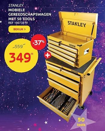 Promoties Stanley mobiele gereedschapswagen met 50 tools - Stanley - Geldig van 10/11/2021 tot 15/11/2021 bij Brico