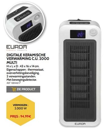 Promoties Eurom digitale keramische verwarming c.u. 2000 multi - Eurom - Geldig van 03/11/2021 tot 31/12/2021 bij Brico