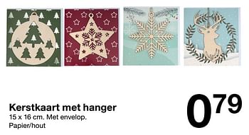 Promoties Kerstkaart met hanger - Huismerk - Zeeman  - Geldig van 06/11/2021 tot 12/11/2021 bij Zeeman