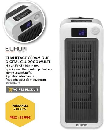 Promotions Eurom chauffage céramique digital c.u. 2000 multi - Eurom - Valide de 03/11/2021 à 31/12/2021 chez Brico