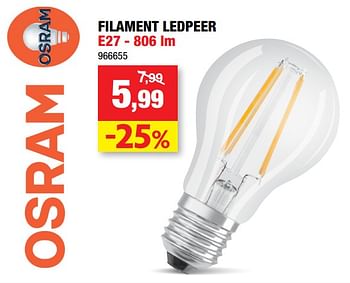 Promoties Filament ledpeer e27 - Osram - Geldig van 10/11/2021 tot 14/11/2021 bij Hubo