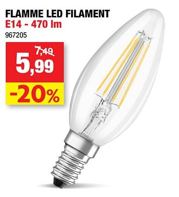 Promotions Flamme led filament e14 - Osram - Valide de 10/11/2021 à 14/11/2021 chez Hubo