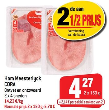 Promoties Ham meesterlyck cora - Huismerk - Smatch - Geldig van 10/11/2021 tot 16/11/2021 bij Smatch