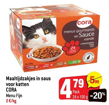 Promoties Maaltijdzakjes in saus voor katten cora - Huismerk - Smatch - Geldig van 10/11/2021 tot 16/11/2021 bij Smatch