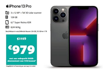 Promoties Apple iphone 13 pro - Apple - Geldig van 08/11/2021 tot 29/11/2021 bij Base