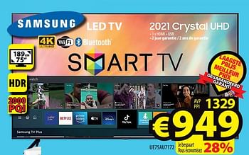 Promoties Samsung led tv ue75au7172 - Samsung - Geldig van 10/11/2021 tot 17/11/2021 bij ElectroStock