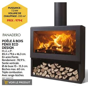 Promotions Poêle à bois fenix eco design - Panadero - Valide de 03/11/2021 à 31/12/2021 chez Brico