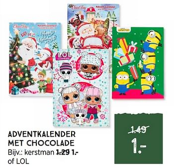 Promoties Adventkalender met chocolade kerstman - Huismerk - Xenos - Geldig van 08/11/2021 tot 21/11/2021 bij Xenos