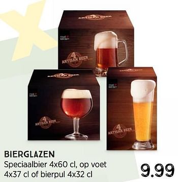Promoties Bierglazen speciaalbier op voet of bierpul - Huismerk - Xenos - Geldig van 08/11/2021 tot 21/11/2021 bij Xenos