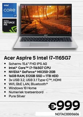 Promoties Acer aspire 5 intel i7-1165g7 - Acer - Geldig van 01/11/2021 tot 30/11/2021 bij Compudeals