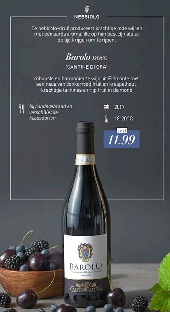 Promoties Barolo docg cantine di ora - Rode wijnen - Geldig van 09/11/2021 tot 31/12/2021 bij Aldi