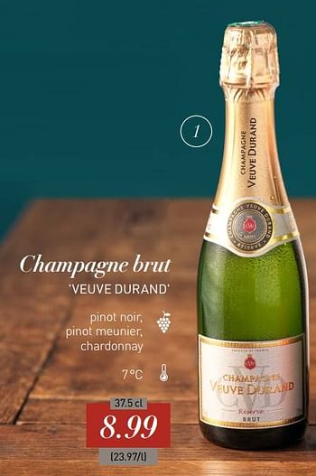 Promotions Champagne brut veuve durand - Champagne - Valide de 09/11/2021 à 31/12/2021 chez Aldi