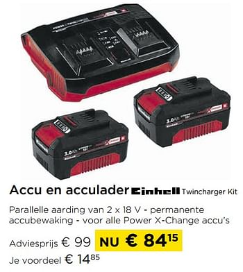 Promoties Accu en acculader einhell twincharger kit - Einhell - Geldig van 01/11/2021 tot 30/11/2021 bij Molecule