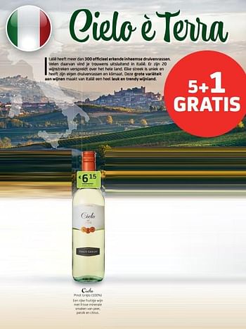 Promoties Cielo pinot grigio - Witte wijnen - Geldig van 19/11/2021 tot 28/11/2021 bij BelBev