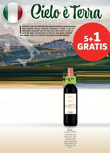 Promoties Cielo sangiovese - Rode wijnen - Geldig van 19/11/2021 tot 28/11/2021 bij BelBev
