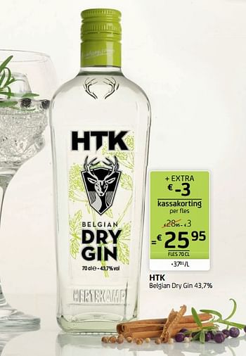 Promoties Htk belgian dry gin - HTK  - Geldig van 19/11/2021 tot 28/11/2021 bij BelBev
