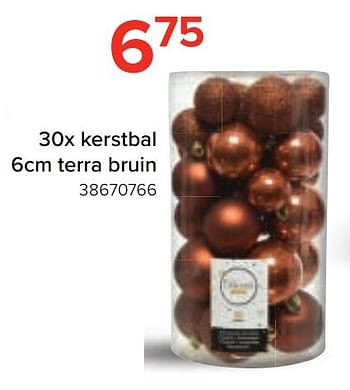 Promoties 30x kerstbal terra bruin - Huismerk - Euroshop - Geldig van 18/11/2021 tot 31/12/2021 bij Euro Shop