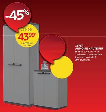 Promotions Armoire haute piu - Keter - Valide de 17/11/2021 à 29/11/2021 chez Brico