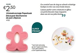 Promoties Uitsteekvormpje peperkoek découpoir bonhomme de pain d’épices - Huismerk - Tupperware - Geldig van 01/11/2021 tot 28/11/2021 bij Tupperware