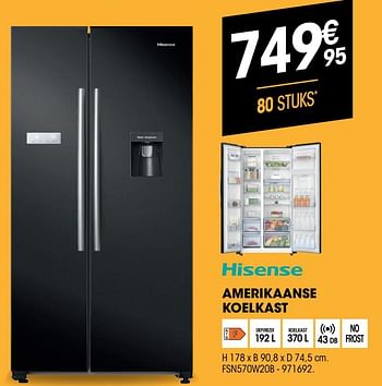 Promotions Hisense amerikaanse koelkast fsn570w20b - Hisense - Valide de 17/11/2021 à 29/11/2021 chez Electro Depot