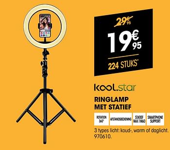 Promoties Kool.star ringlamp met statief - Kool.Star - Geldig van 17/11/2021 tot 29/11/2021 bij Electro Depot
