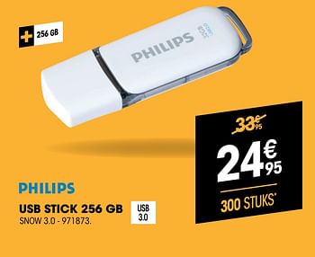 Promoties Philips usb stick 256 gb snow 3.0 - Philips - Geldig van 17/11/2021 tot 29/11/2021 bij Electro Depot