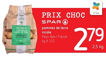 Promotions Pommes de terre nicola - Spar - Valide de 18/11/2021 à 01/12/2021 chez Spar (Colruytgroup)