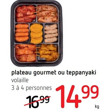 Promotions Plateau gourmet ou teppanyaki volaille - Produit Maison - Spar Retail - Valide de 18/11/2021 à 01/12/2021 chez Spar (Colruytgroup)