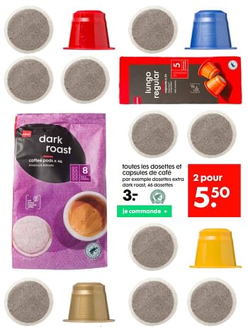 Promoties Dosettes extra dark roast - Huismerk - Hema - Geldig van 17/11/2021 tot 27/11/2021 bij Hema