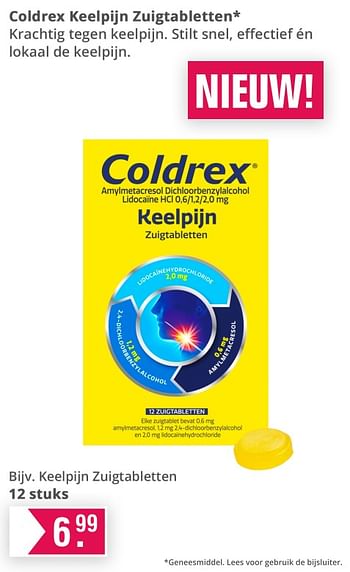 Promoties Keelpijn zuigtabletten - Hot Coldrex - Geldig van 10/11/2021 tot 04/12/2021 bij De Online Drogist