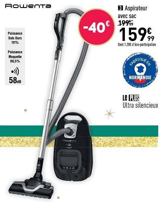 Rowenta Aspirateur avec sac rowenta ro7455ea En promotion chez