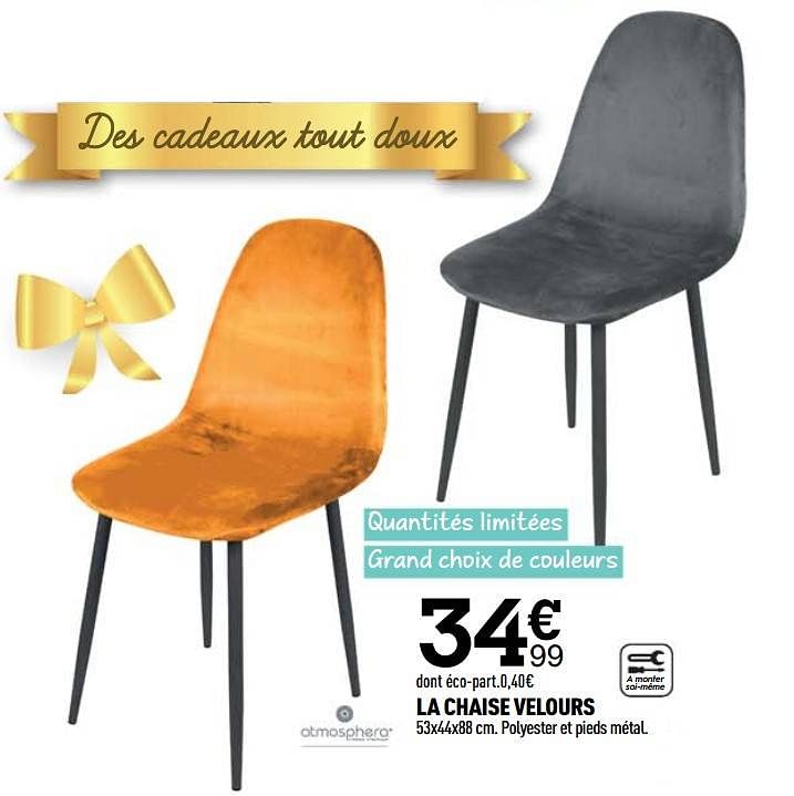 Atmosphera La chaise velours En promotion chez Centrakor