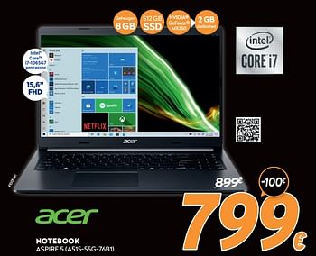 Promoties Acer notebook aspire 5 a515-55g-76b1 - Acer - Geldig van 17/11/2021 tot 29/11/2021 bij Krefel