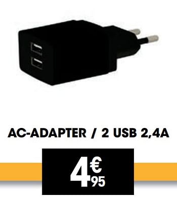 Promoties Ac-adapter - 2 usb 2,4a - Huismerk - Electro Depot - Geldig van 23/11/2021 tot 05/12/2021 bij Electro Depot