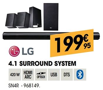 Promoties Lg 4.1 surround system sn4r - LG - Geldig van 23/11/2021 tot 05/12/2021 bij Electro Depot