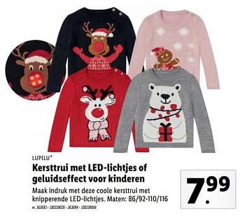 Promotions Kersttrui met led-lichtjes of geluidseffect voor kinderen - Lupilu - Valide de 22/11/2021 à 19/12/2021 chez Lidl