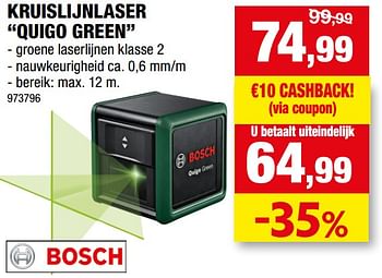 Promoties Bosch kruislijnlaser quigo green - Bosch - Geldig van 17/11/2021 tot 27/11/2021 bij Hubo