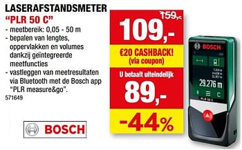Promoties Bosch laserafstandsmeter plr 50 c - Bosch - Geldig van 17/11/2021 tot 27/11/2021 bij Hubo