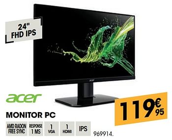 Promotions Acer monitor pc - Acer - Valide de 24/11/2021 à 05/12/2021 chez Electro Depot