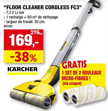Promotions Kärcher floor cleaner cordless fc3 - Kärcher - Valide de 17/11/2021 à 27/11/2021 chez Hubo