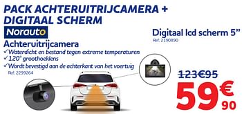 Promoties Pack achteruitrijcamera + digitaal scherm + digitaal lcd scherm 5`` - Norauto - Geldig van 18/11/2021 tot 04/01/2022 bij Auto 5