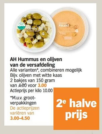 Promotions Olijven met witte kaas - Produit Maison - Albert Heijn - Valide de 22/11/2021 à 28/11/2021 chez Albert Heijn