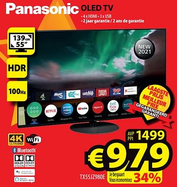 Promoties Panasonic oled tv tx55jz980e - Panasonic - Geldig van 24/11/2021 tot 01/12/2021 bij ElectroStock