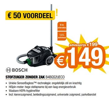 Promoties Bosch stofzuiger zonder zak b4bgs2ueco - Bosch - Geldig van 22/11/2021 tot 29/11/2021 bij Expert