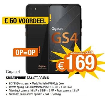 Promoties Gigaset smartphone gs4 stggs4blk - Gigaset - Geldig van 22/11/2021 tot 29/11/2021 bij Expert