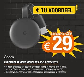 Promoties Google chromecast video wordless gochromecast3 - Google - Geldig van 22/11/2021 tot 29/11/2021 bij Expert