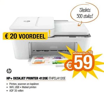 Promoties Hp+ deskjet printer 4120e ithpdj4120e - HP - Geldig van 22/11/2021 tot 29/11/2021 bij Expert